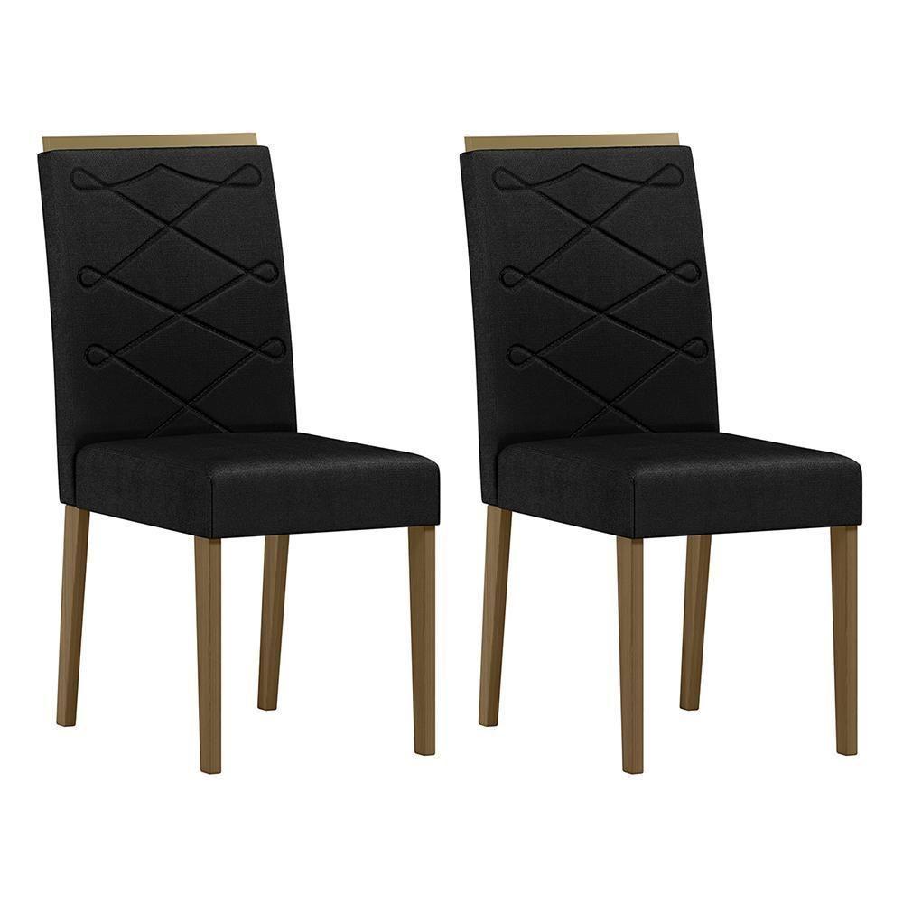 Conjunto 2 Cadeiras Caroline Imbuia/veludo Preto - New Ceval Imbuia/preto - 1