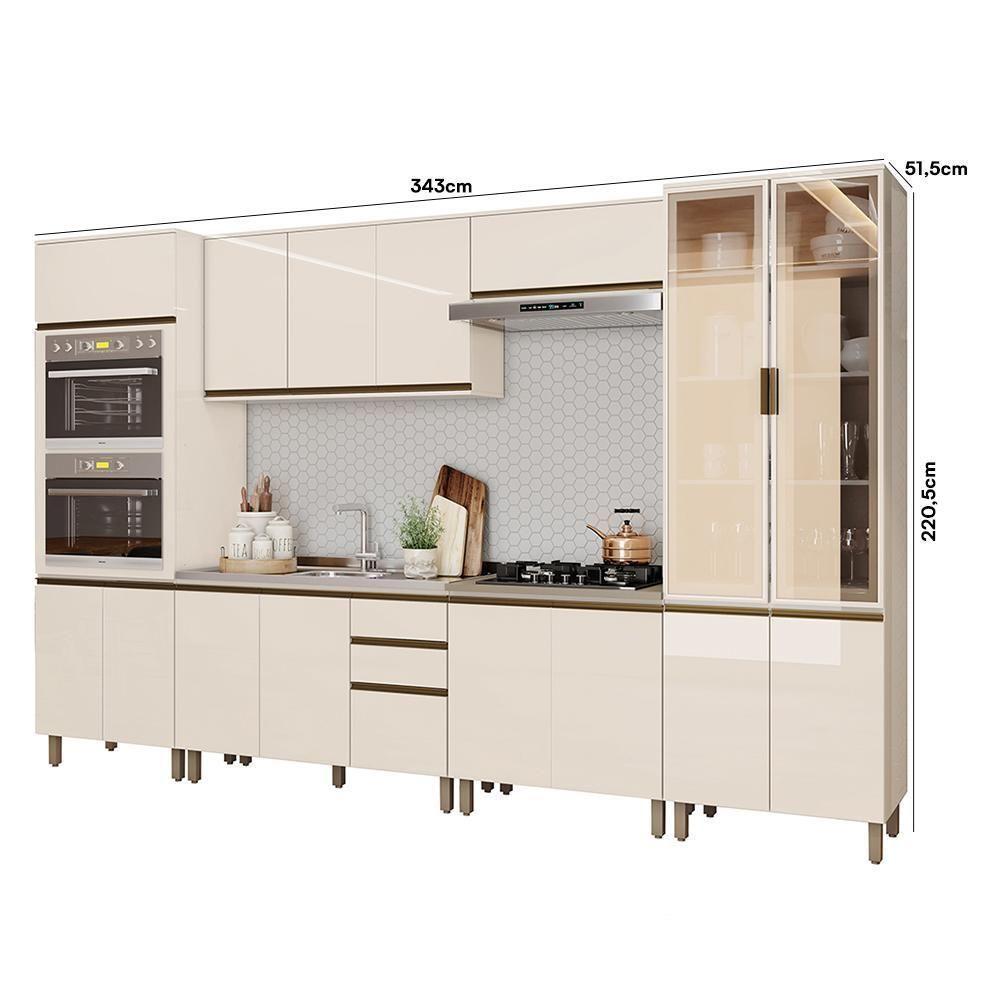 Cozinha Modulada Connect 6 Peças Off White Com Torre Quente 2 Fornos E Cristaleira - Móveis Henn Off White - 5