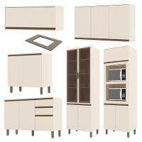 Cozinha Modulada Connect 6 Peças Off White Com Torre Quente 2 Fornos E Cristaleira - Móveis Henn Off White - 3