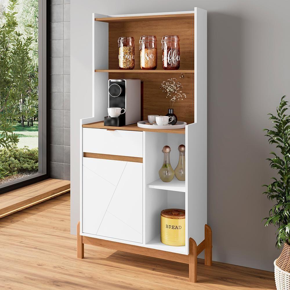 Aparador Cantinho Do Café Bari 1 Porta E 1 Gaveta Branco-cedro - Casa D Branco-cedro - 2