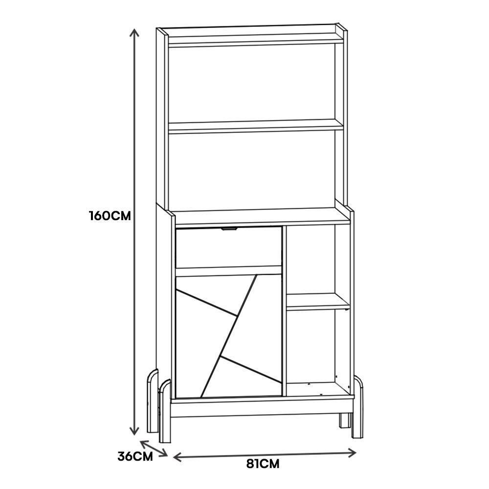 Aparador Cantinho Do Café Bari 1 Porta E 1 Gaveta Branco-cedro - Casa D Branco-cedro - 5
