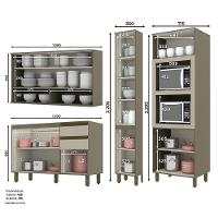Cozinha Modulada Connect 4 Peças Duna-cristal Com Torre Quente 2 Fornos - Móveis Henn Duna-cristal
