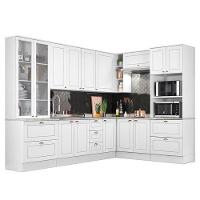 Cozinha Completa De Canto Americana 8 Peças Com Cristaleira Branco - Móveis Henn Branco - 1