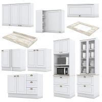 Cozinha Completa De Canto Americana 8 Peças Com Cristaleira Branco - Móveis Henn Branco - 3