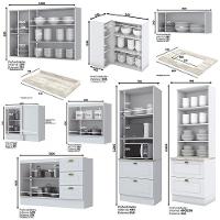 Cozinha Completa De Canto Americana 8 Peças Com Cristaleira Branco - Móveis Henn Branco