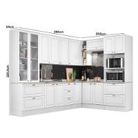 Cozinha Completa De Canto Americana 8 Peças Com Cristaleira Branco - Móveis Henn Branco - 5