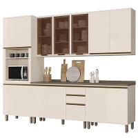 Cozinha Completa 6 Peças Connect Off White Com Aéreo 3 Portas Vidro - Móveis Henn Off White - 1