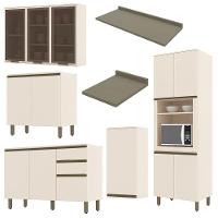 Cozinha Completa 6 Peças Connect Off White Com Aéreo 3 Portas Vidro - Móveis Henn Off White - 3