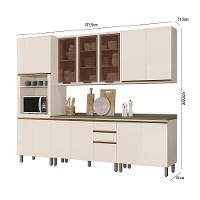 Cozinha Completa 6 Peças Connect Off White Com Aéreo 3 Portas Vidro - Móveis Henn Off White - 5