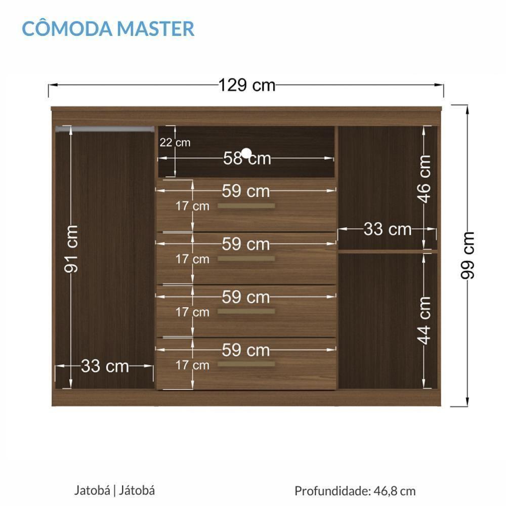 Cômoda Havana Master 2 Portas E 4 Gavetas Jatobá - Santos Andirá Jatobá - 5