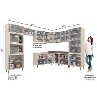 Cozinha Completa De Canto Connect 9 Peças Off White Com Torre Quente E Cristaleira - Móveis Henn Off White - 4