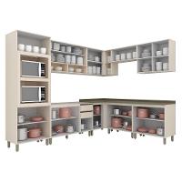 Cozinha Completa De Canto Connect 9 Peças Off White Com Torre Quente 2 Fornos - Móveis Henn Off White - 3