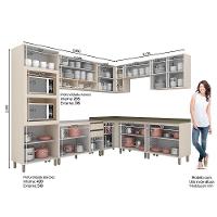 Cozinha Completa De Canto Connect 9 Peças Off White Com Torre Quente 2 Fornos - Móveis Henn Off White - 4