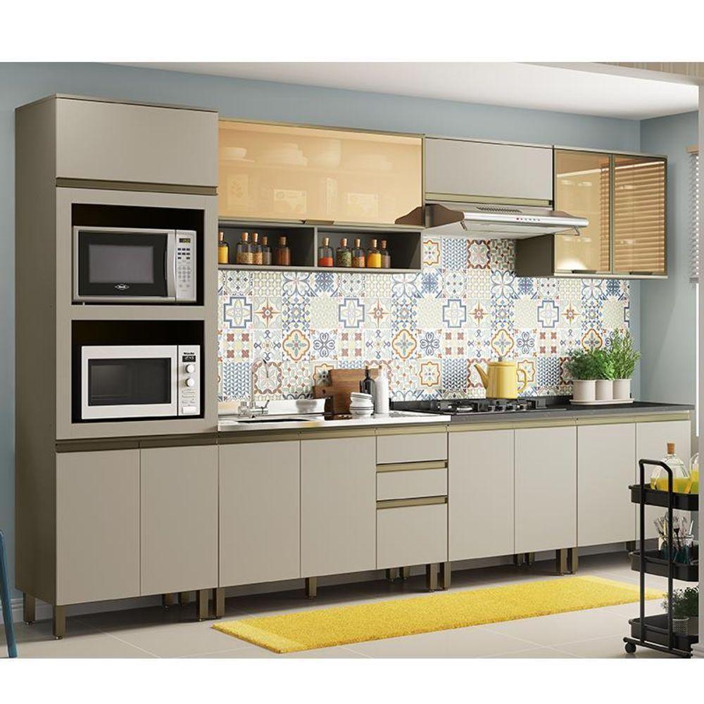 Cozinha Completa 7 Peças Connect Duna-cristal Com Aéreo Vidro E Torre Quente 2 Fornos - Móveis Henn Duna-cristal - 4