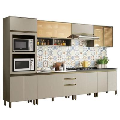 Cozinha Completa 7 Peças Connect Duna-cristal Com Aéreo Vidro E Torre Quente 2 Fornos - Móveis Henn Duna-cristal
