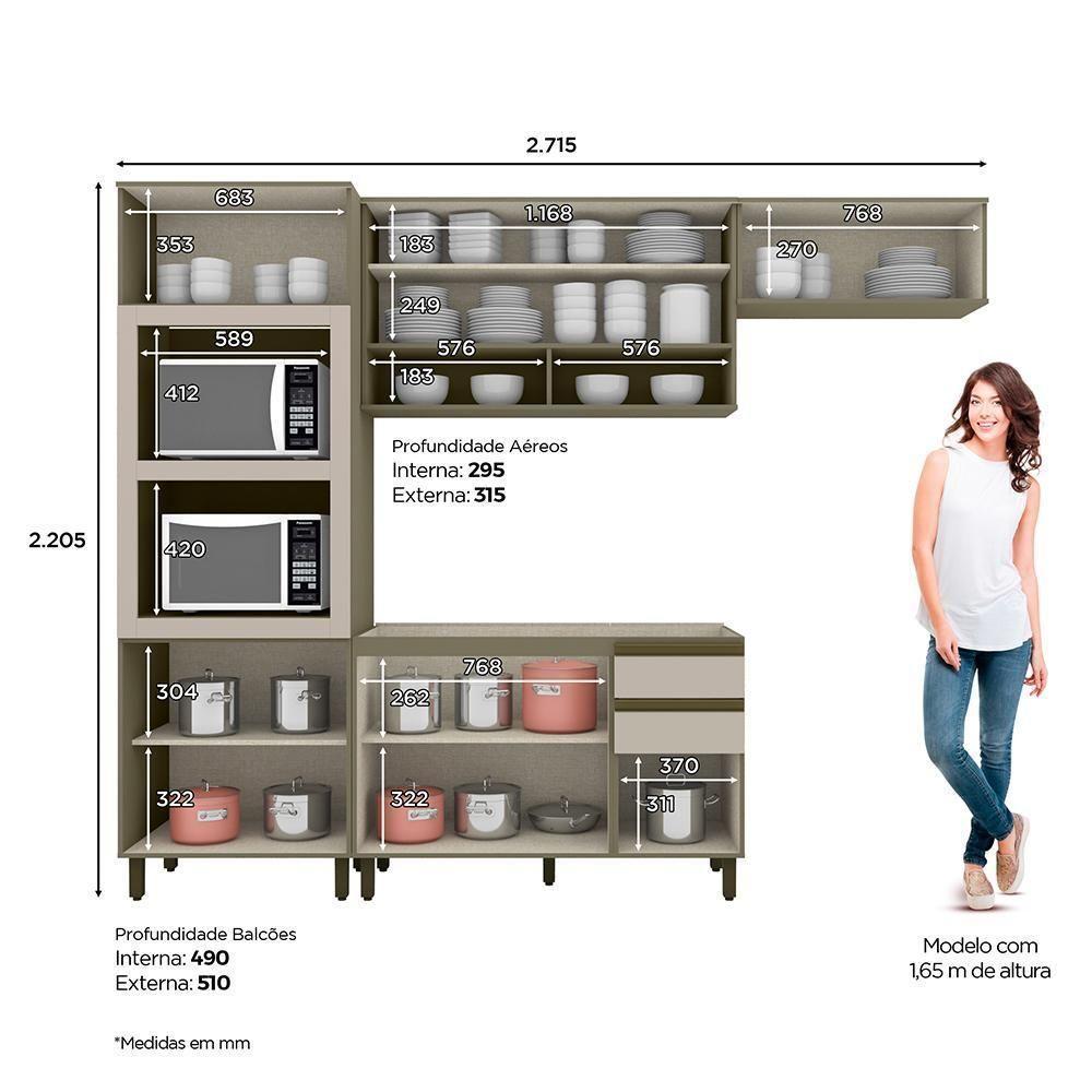Cozinha Completa Connect 4 Peças Duna-cristal Com Torre Quente 2 Fornos - Móveis Henn Duna-cristal - 3