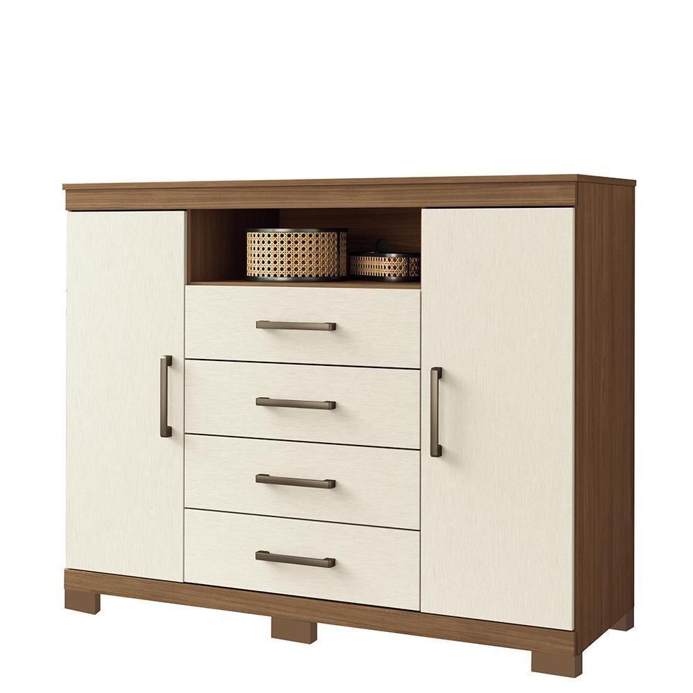 Cômoda Havana Master 2 Portas E 4 Gavetas Jatobá-areia Com Pés - Santos Andirá Jatobá-areia - 1