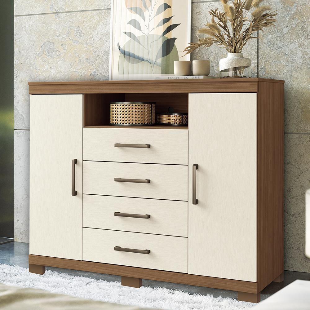 Cômoda Havana Master 2 Portas E 4 Gavetas Jatobá-areia Com Pés - Santos Andirá Jatobá-areia - 2