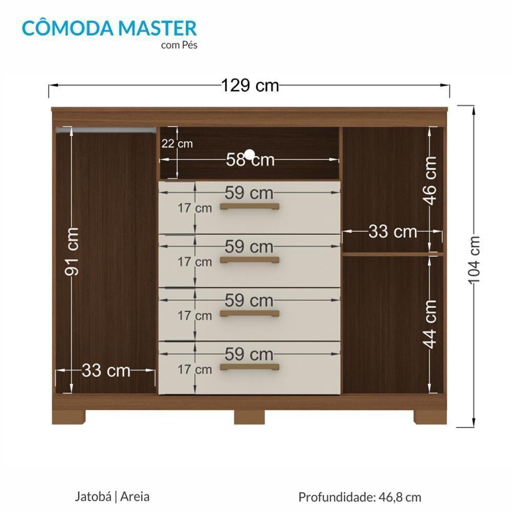 Cômoda Havana Master 2 Portas E 4 Gavetas Jatobá-areia Com Pés - Santos Andirá Jatobá-areia - 5