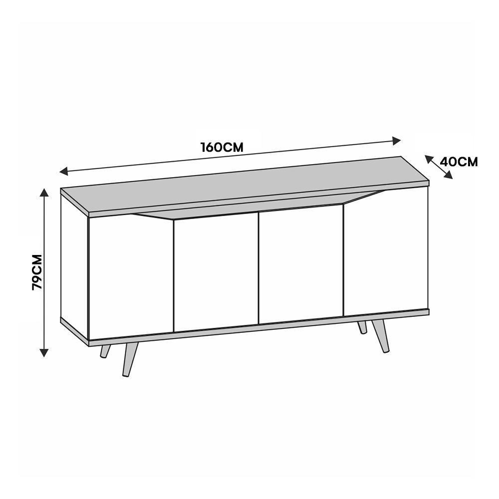 Buffet Aparador Grace 4 Portas Off White-cedro - Casa D Off White-cedro - 5