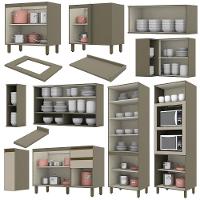 Cozinha Completa De Canto 10 Peças Connect Duna-cristal Com Torre Quente E Cristaleira - Móveis Henn Duna-cristal