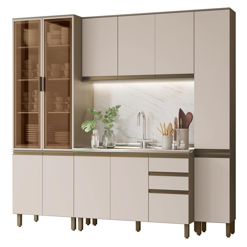 Cozinha Modulada Connect 4 Peças Duna-cristal Com Cristaleira - Móveis Henn Duna-cristal - 1