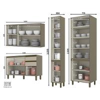 Cozinha Modulada Connect 4 Peças Duna-cristal Com Cristaleira - Móveis Henn Duna-cristal - 3