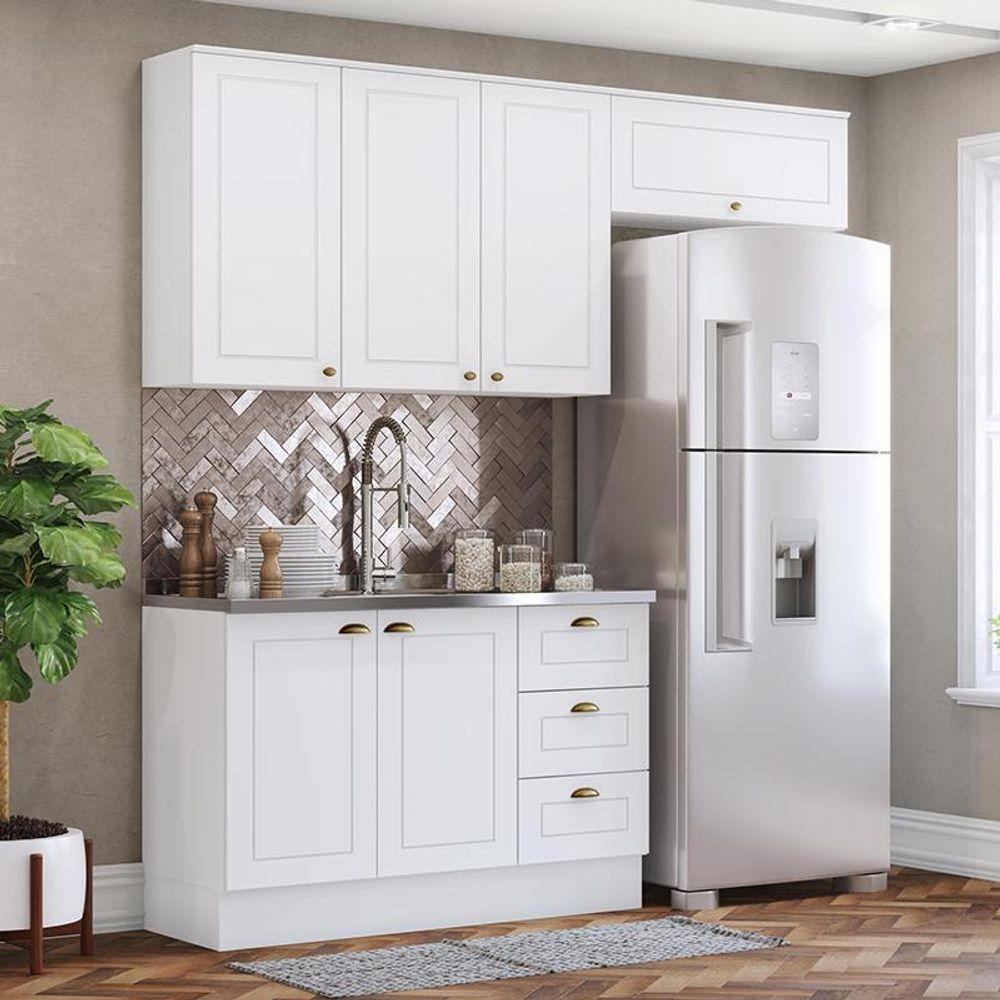 Cozinha Completa Americana 3 Peças Branco - Móveis Henn Branco - 2