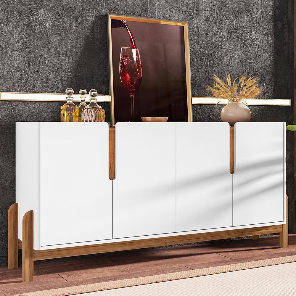 Buffet Aparador Lizz 170cm 4 Portas Branco-cedro - Casa D Branco-cedro - 2
