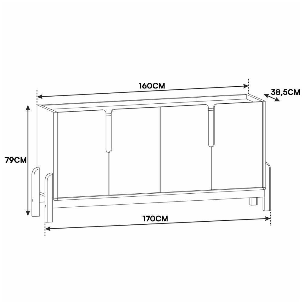 Buffet Aparador Lizz 170cm 4 Portas Branco-cedro - Casa D Branco-cedro - 4