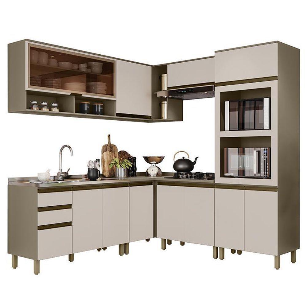 Cozinha Completa De Canto 7 Peças Connect Duna-cristal Com Torre Quente 2 Fornos - Móveis Henn Duna-cristal - 1