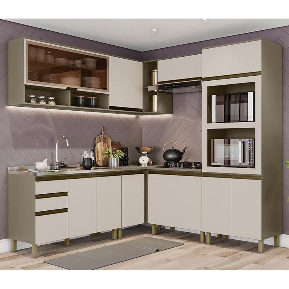 Cozinha Completa De Canto 7 Peças Connect Duna-cristal Com Torre Quente 2 Fornos - Móveis Henn Duna-cristal - 2