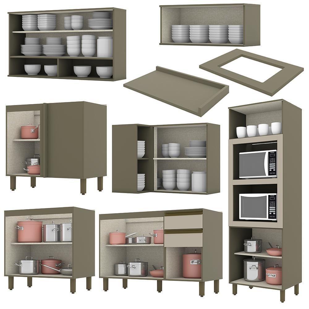 Cozinha Completa De Canto 7 Peças Connect Duna-cristal Com Torre Quente 2 Fornos - Móveis Henn Duna-cristal - 4