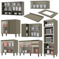 Cozinha Completa De Canto 7 Peças Connect Duna-cristal Com Torre Quente 2 Fornos - Móveis Henn Duna-cristal