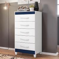 Cômoda Esmeralda 5 Gavetas Branco-azul Matte - Móveis Albatroz Branco-azul Matte - 2