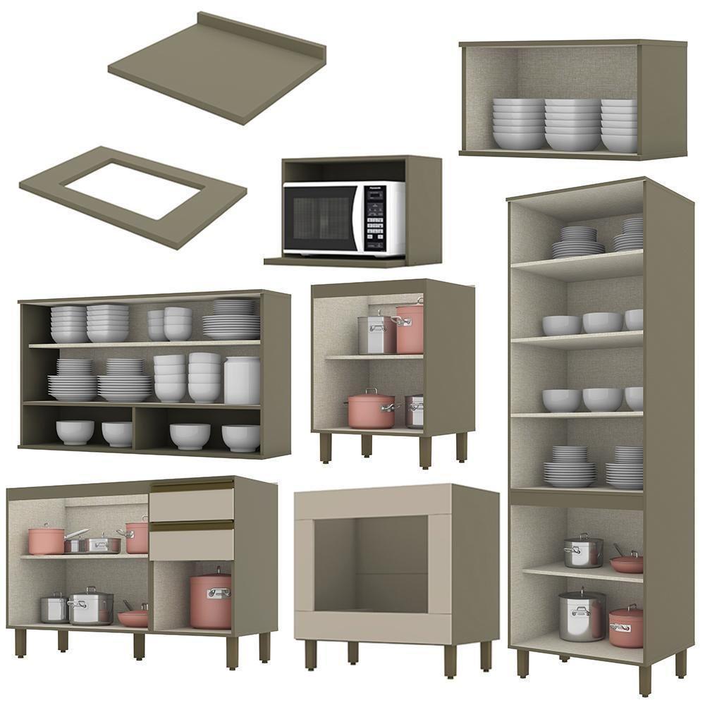 Cozinha Completa 7 Peças Connect Duna-cristal Com Cristaleira E Aéreo Micro-ondas - Móveis Henn Duna-cristal - 4