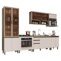 Cozinha Completa 7 Peças Connect Duna-cristal Com Cristaleira E Aéreo Micro-ondas - Móveis Henn Duna-cristal - 1