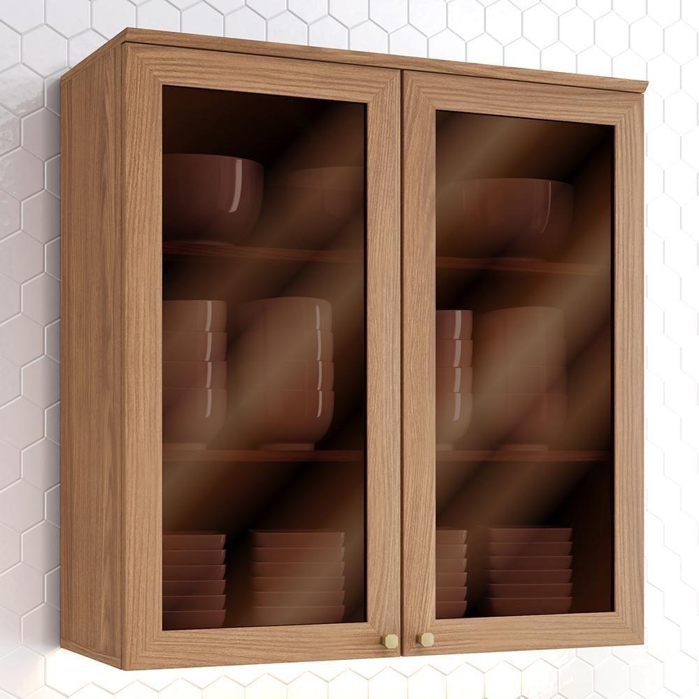 Armário Aéreo Requinte 80cm 2 Portas Nature Com Vidro - Móveis Henn Nature - 7