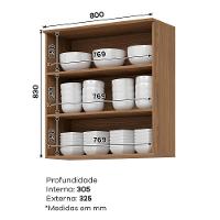 Armário Aéreo Requinte 80cm 2 Portas Nature Com Vidro - Móveis Henn Nature - 2