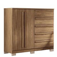 Cômoda Málaga Gold 2 Portas E 5 Gavetas Jatobá Com Pés - Santos Andirá Jatobá - 1