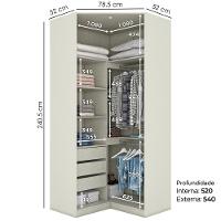 Canto Closet Modulado 2 Portas 241x110 Cm Seletto Areia Jequitiba Henn Areia Jequitiba - 3