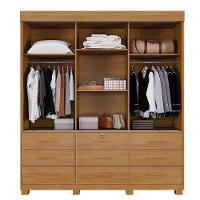 Guarda Roupa 3 Portas De Correr Com Espelho 9 Gavetas Londres Benetil Cinamomo Off White - 3