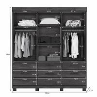 Guarda Roupa 3 Portas De Correr Com Espelho 9 Gavetas Londres Benetil Cinamomo Off White - 4