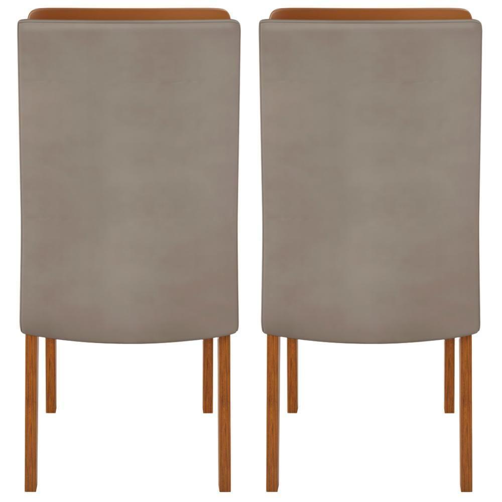 Kit 2 Cadeiras De Jantar Estofadas Lidia Veludo Lunar Freijo Dj Moveis Veludo Lunar Freijó - 4