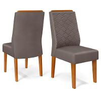 Kit 2 Cadeiras De Jantar Estofadas Lidia Veludo Lunar Freijo Dj Moveis Veludo Lunar Freijó - 1