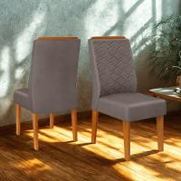 Kit 2 Cadeiras De Jantar Estofadas Lidia Veludo Lunar Freijo Dj Moveis Veludo Lunar Freijó - 2