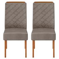 Kit 2 Cadeiras De Jantar Estofadas Lidia Veludo Lunar Freijo Dj Moveis Veludo Lunar Freijó - 6