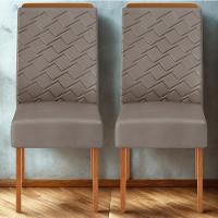 Kit 2 Cadeiras De Jantar Estofadas Lidia Veludo Lunar Freijo Dj Moveis Veludo Lunar Freijó - 7