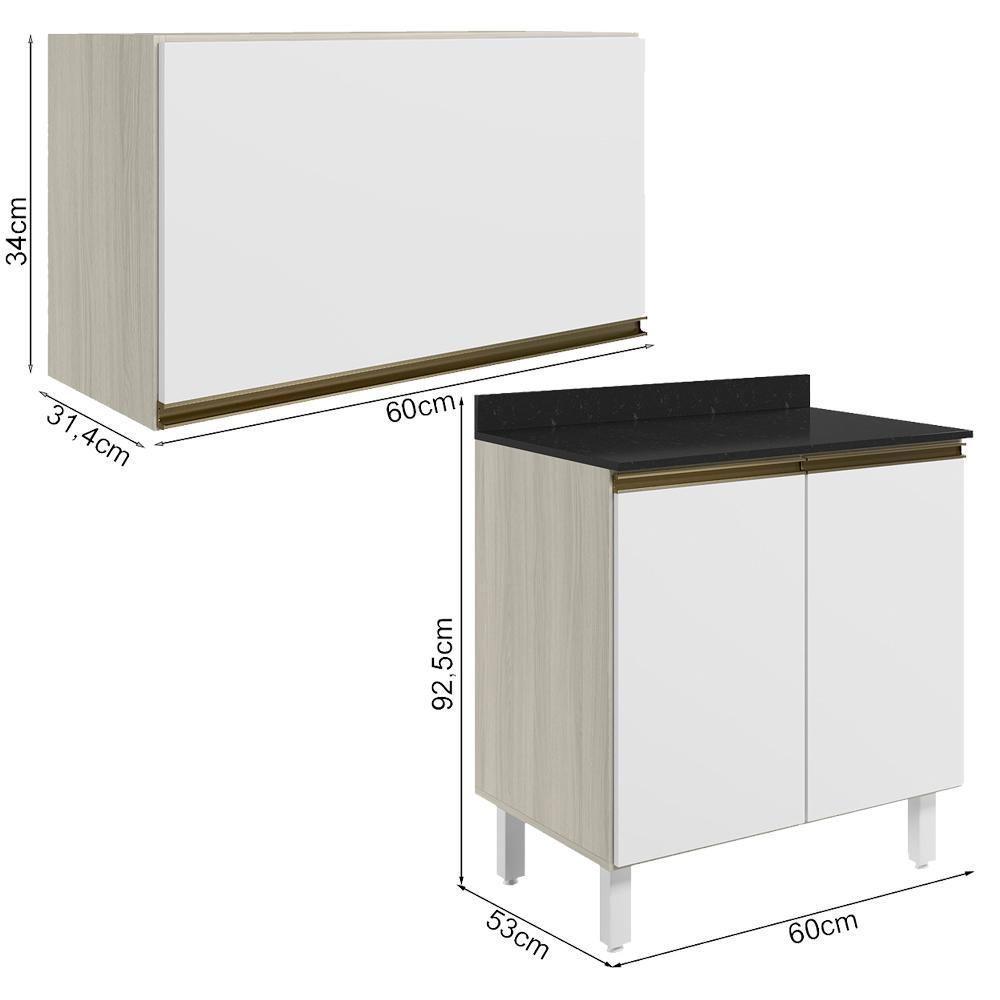 Armario Aereo E Balcao Mdf 60cm Kali Bianco Toq Branco Uv Nicioli Bianco Toq Branco Uv - 8