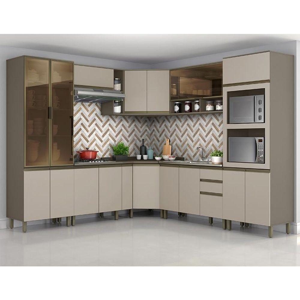 Cozinha Completa De Canto 10 Peças Connect Duna-cristal Com Torre Quente 2 Fornos - Móveis Henn Duna-cristal - 2